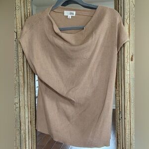 Women's Camel Cowlneck Short-Sleeve Sweater